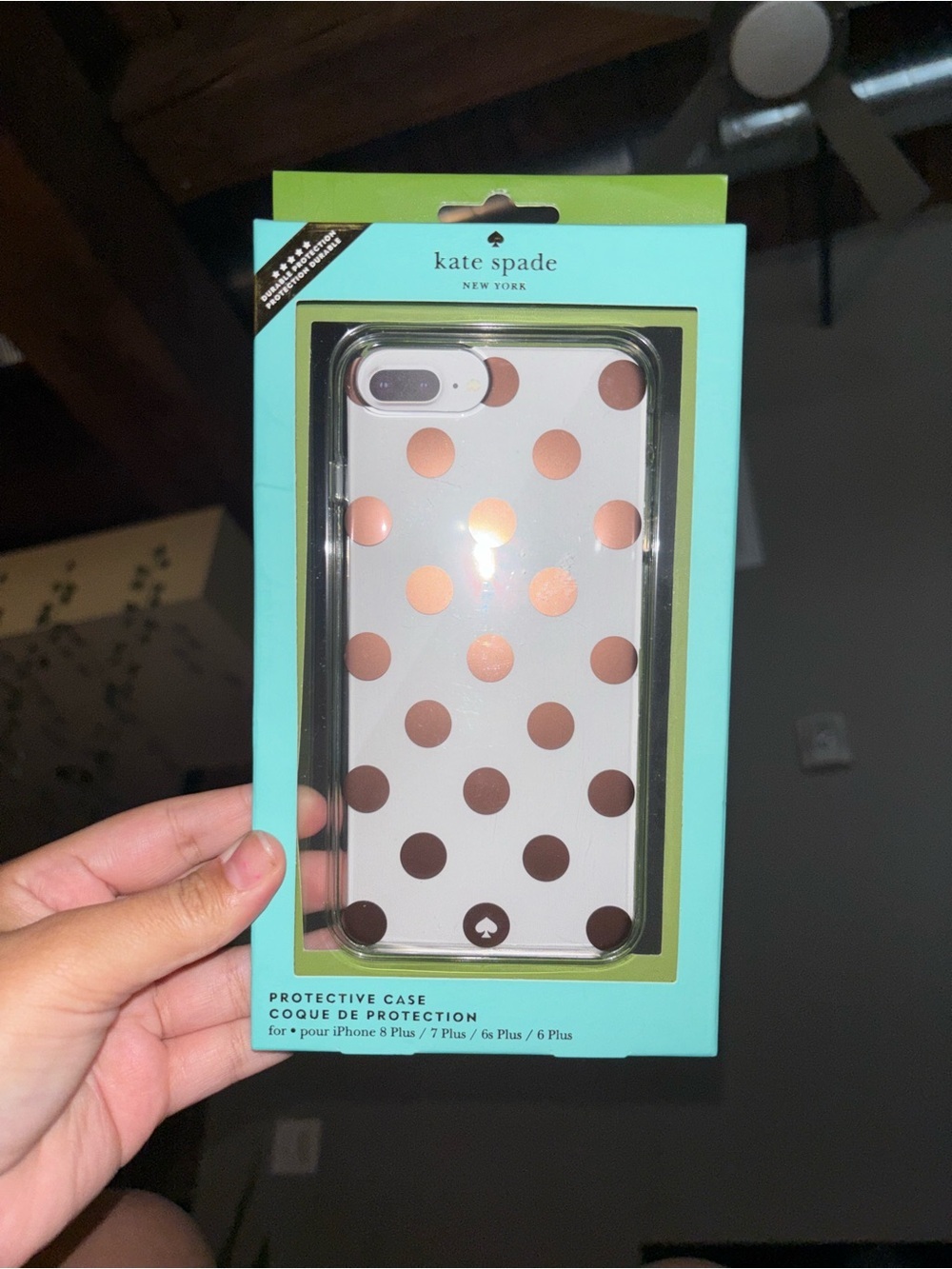 kate spade White Phone Case with Rose Gold Polka Dots